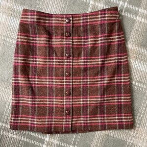 NWT Talbots plaid button wool blend skirt 10